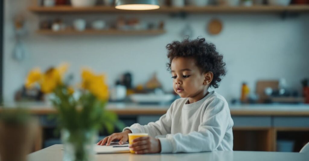 Enfants en bas âge jouant dans une crèche moderne sous la supervision d'une puéricultrice bienveillante