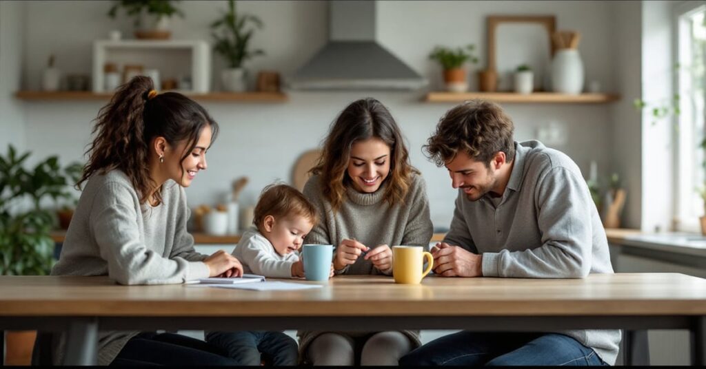 Assistante maternelle accueillant un jeune enfant dans un cadre familial chaleureux — crèche familiale