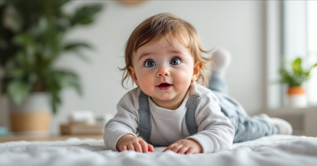 Babysitter souriante jouant avec un enfant à domicile — babysitting autour de moi