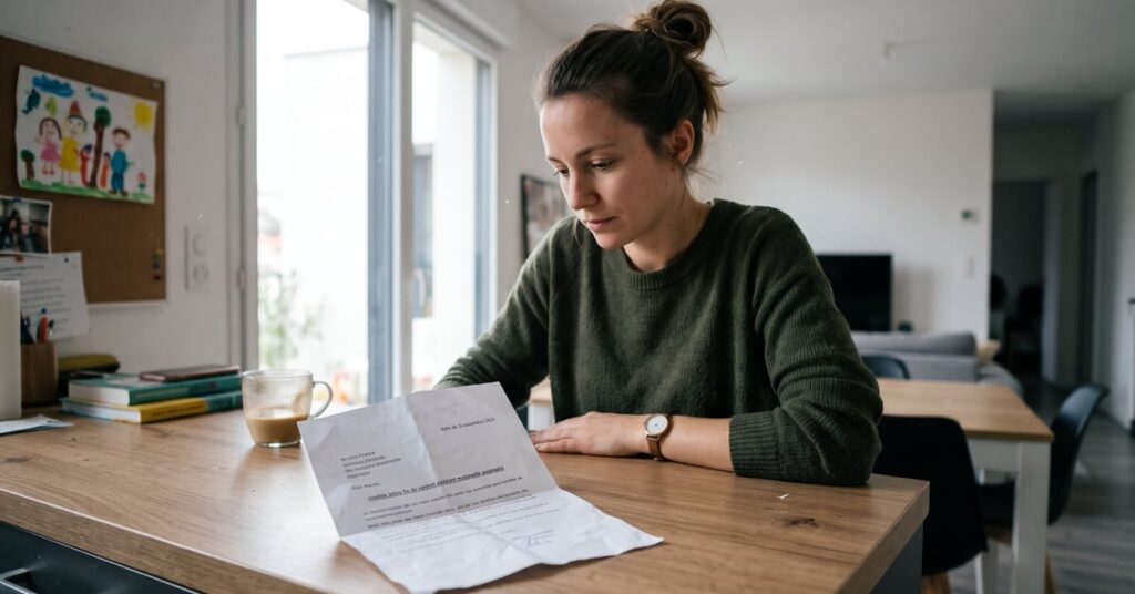 Modèle lettre fin de contrat assistante maternelle Pajemploi posé sur un bureau moderne