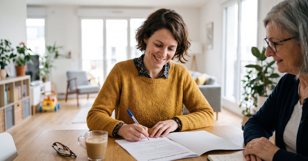 Modèle avenant contrat assistante maternelle posé sur un bureau avec un stylo